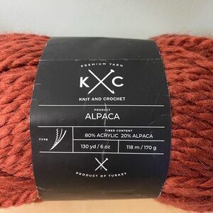 Knit and Crochet Alpaca Yarn whole skein in Rust color